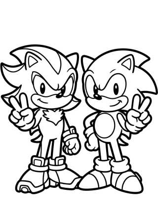Desenho de Shadow y Sonic Amigos Tiernos para colorir e imprimir grátis