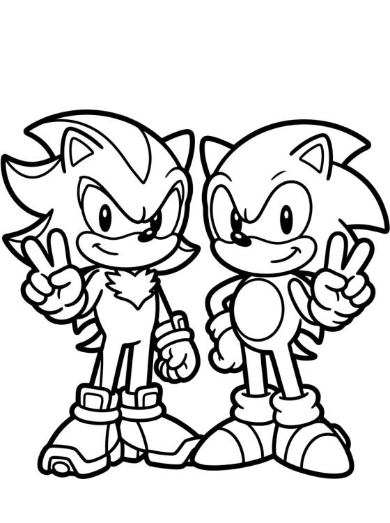 Desenho de Shadow y Sonic Amigos Tiernos para colorir e imprimir grátis
