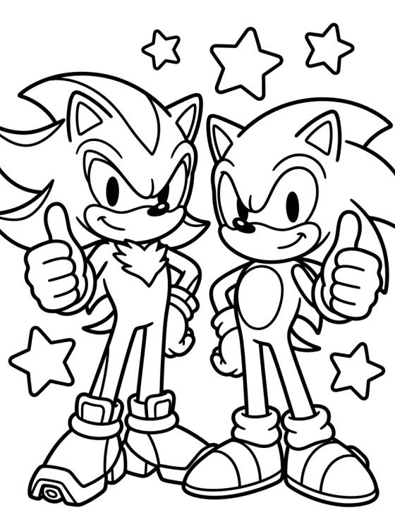 Desenho de Shadow y Sonic Amigos para colorir e imprimir grátis