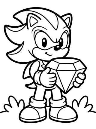 Desenho de Shadow Sosteniendo una Esmeralda del Caos para colorir e imprimir grátis