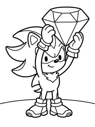 Desenho de Shadow Sosteniendo una Esmeralda del Caos para colorir e imprimir grátis