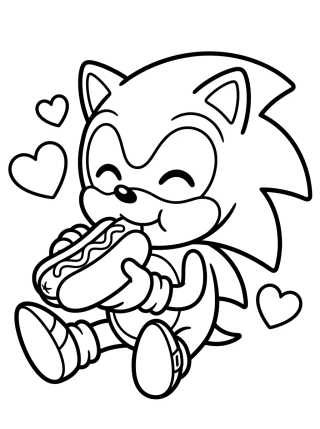 Desenho de Sonic Comiendo Chili Dog para colorir e imprimir grátis
