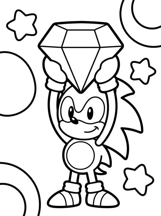 Desenho de Sonic y la Esmeralda del Caos para colorir e imprimir grátis