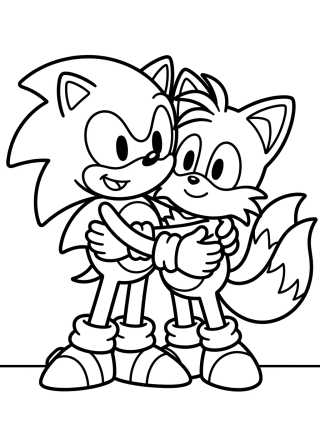 Desenho de Sonic e Tails Amigos para colorir e imprimir grátis