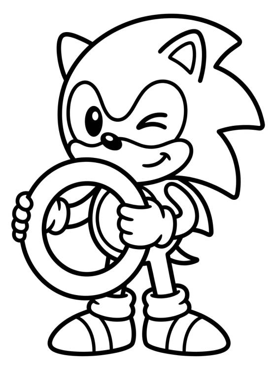 Desenho de Sonic Sujetando un Anillo Dorado para colorir e imprimir grátis