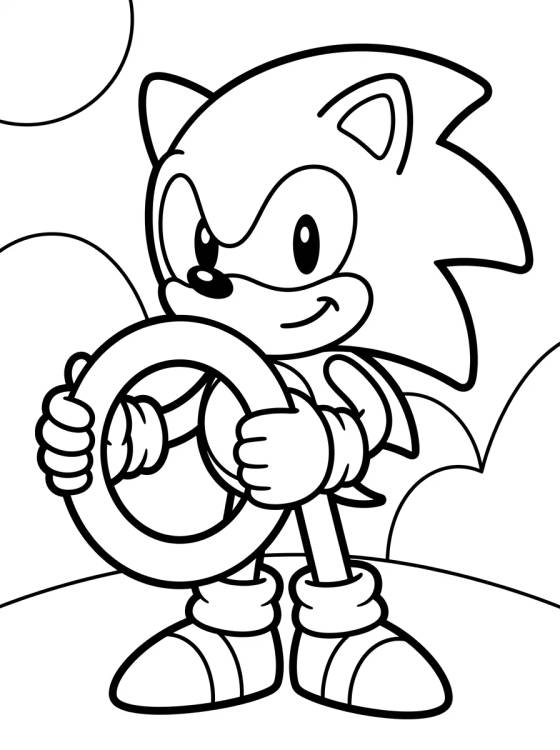 Desenho de Sonic Sujetando el Anillo Dorado para colorir e imprimir grátis