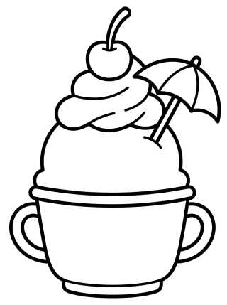 Desenho de Copa de Sundae de Helado Divertido para colorir e imprimir grátis