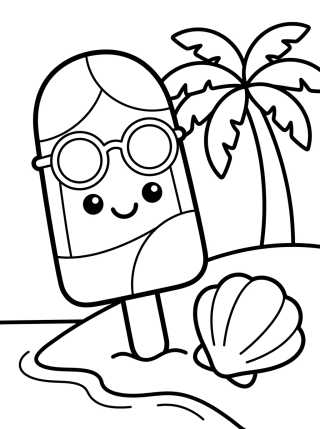 Desenho de Paleta de Frutas en la Playa para colorir e imprimir grátis
