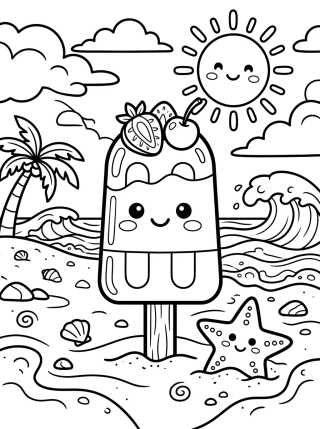 Desenho de Paleta Helada en la Orilla del Mar para colorir e imprimir grátis