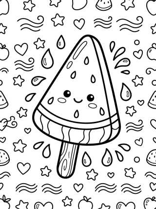 Desenho de Paleta de Sandía Kawaii para Colorear para colorir e imprimir grátis