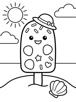 Desenho de Paleta Sonriente en la Playa para colorir e imprimir grátis