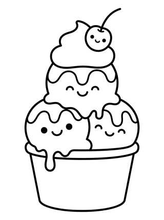 Desenho de Copa de Helado con Chantilly Encantada para colorir e imprimir grátis