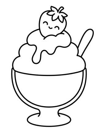 Desenho de Copa de Helado con Fresa para colorir e imprimir grátis
