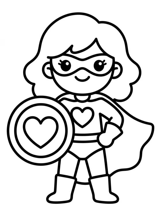 Desenho de Niña Superheroína Poderosa para colorir e imprimir grátis
