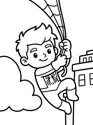 Desenho de Superhéroe Lanzando Telarañas para colorir e imprimir grátis