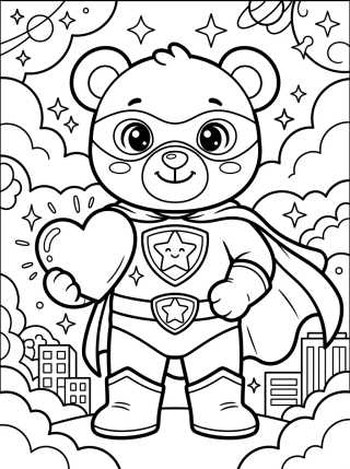 Desenho de Osito Superhéroe con Emblema para colorir e imprimir grátis