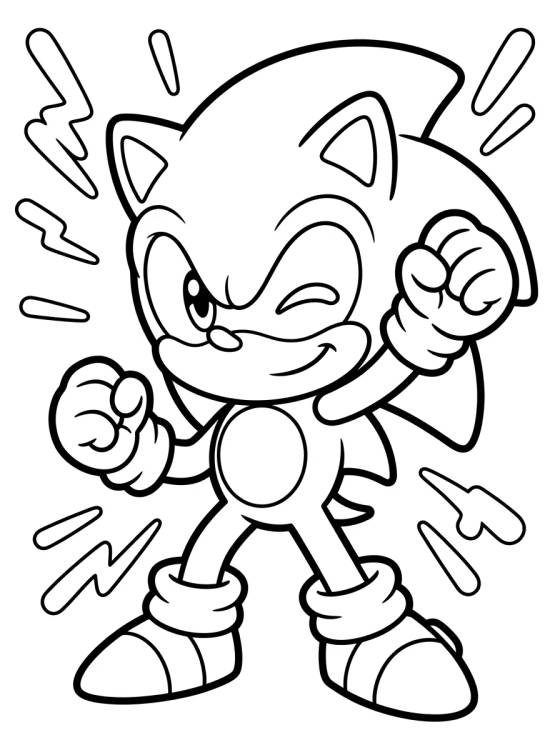Desenho de Super Sonic Chibi en Pose Poderosa para colorir e imprimir grátis