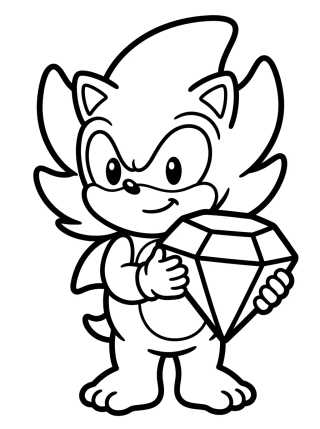Desenho de Super Sonic con la Esmeralda del Caos para colorir e imprimir grátis