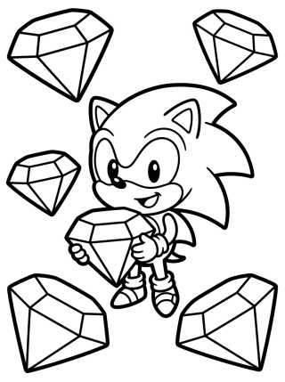 Desenho de Super Sonic y las Esmeraldas del Caos para colorir e imprimir grátis
