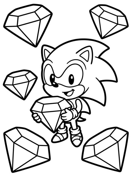 Desenho de Super Sonic y las Esmeraldas del Caos para colorir e imprimir grátis