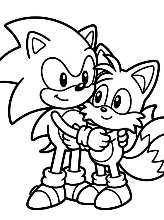 Desenho de Super Sonic y Tails Tiernos para colorir e imprimir grátis