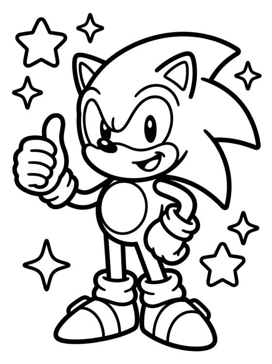 Desenho de Super Sonic Haciendo el Pulgar Arriba para colorir e imprimir grátis