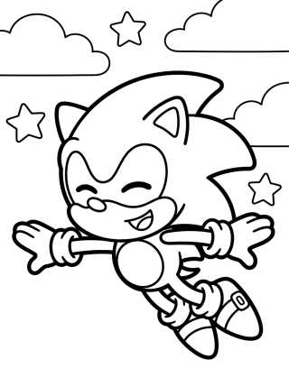 Desenho de Súper Sonic Tierno Volando para colorir e imprimir grátis