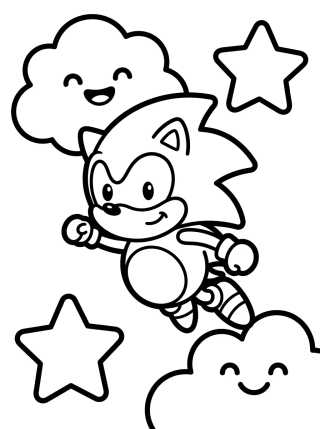 Desenho de Super Sonic Kawaii Volando para colorir e imprimir grátis