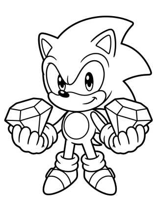 Desenho de Super Sonic Sujetando las Esmeraldas del Caos para colorir e imprimir grátis
