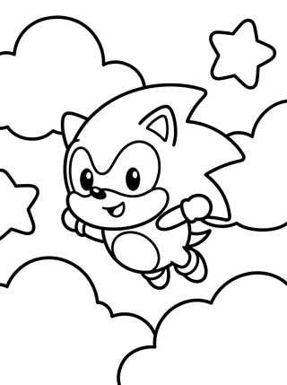 Desenho de Super Sonic Volando al Estilo Kawaii para colorir e imprimir grátis