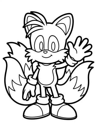 Desenho de Tails Saludando Feliz para colorir e imprimir grátis