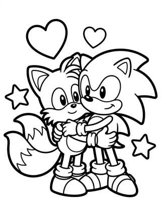 Desenho de Tails e Sonic Amigos para colorir e imprimir grátis