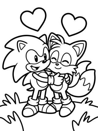 Desenho de Tails e Sonic Melhores Amigos para colorir e imprimir grátis