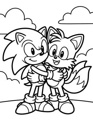 Desenho de Tails y Sonic Mejores Amigos para colorir e imprimir grátis