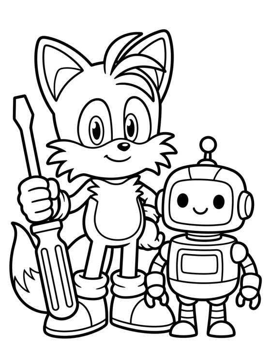 Desenho de Tails Inventor con Destornillador para colorir e imprimir grátis