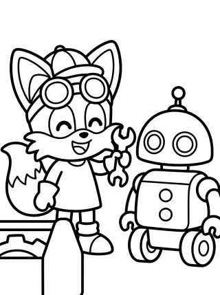 Desenho de Tails Inventor con Herramientas para colorir e imprimir grátis
