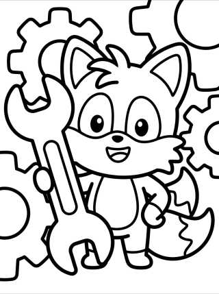 Desenho de Tails Inventor con Herramientas para colorir e imprimir grátis