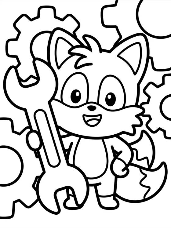 Desenho de Tails Inventor con Herramientas para colorir e imprimir grátis