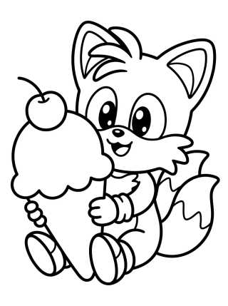 Desenho de Tails Disfrutando un Helado para colorir e imprimir grátis