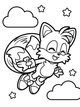 Desenho de Tails Volando con sus Colas para colorir e imprimir grátis