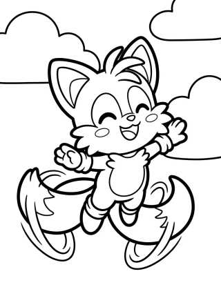 Desenho de Tails Volando Feliz para colorir e imprimir grátis