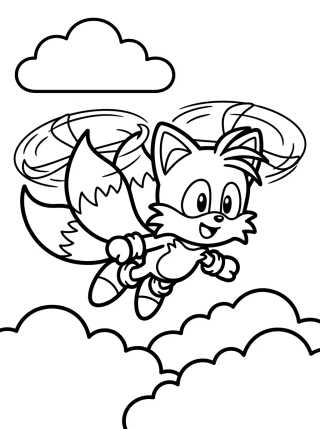Desenho de Tails Volando Feliz para colorir e imprimir grátis