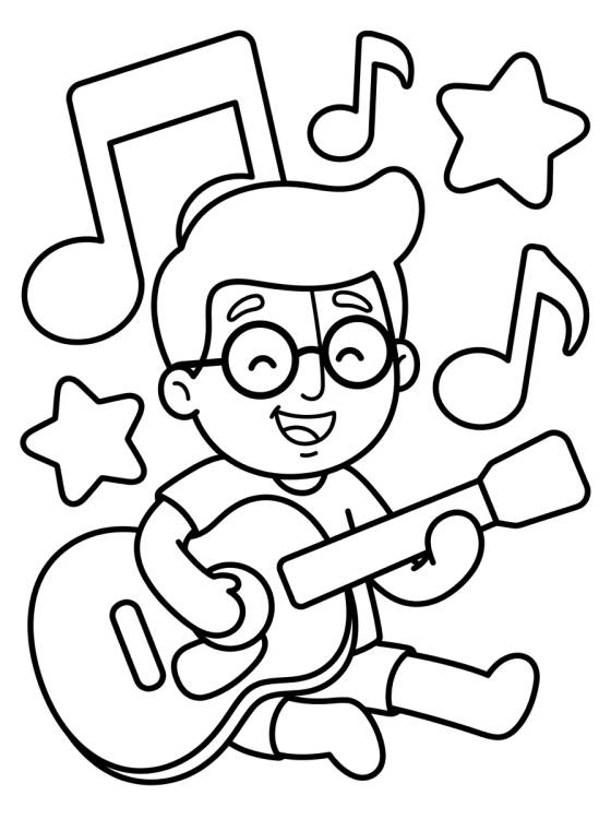 Desenho de Tito Jugando a Tocar la Guitarra para colorir e imprimir grátis