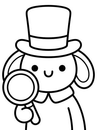 Desenho de Tito con Sombrero de Bita y Lupa de Detective para colorir e imprimir grátis