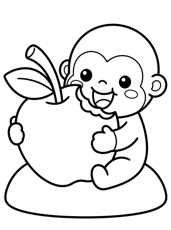 Desenho de Tito Comiendo una Manzana para colorir e imprimir grátis