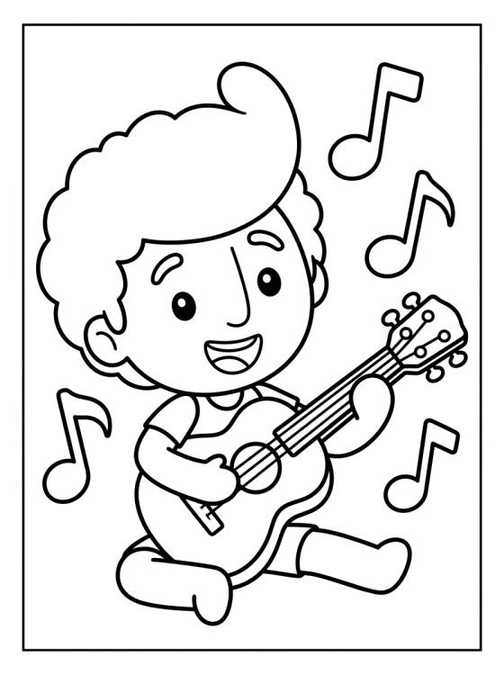 Desenho de Tito Tocando la Guitarra para colorir e imprimir grátis