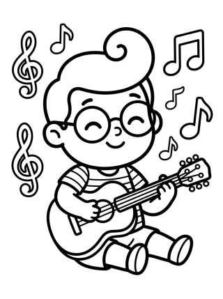 Desenho de Tito Tocando la Guitarra para colorir e imprimir grátis