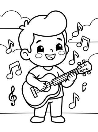 Desenho de Tito Tocando la Guitarra para colorir e imprimir grátis