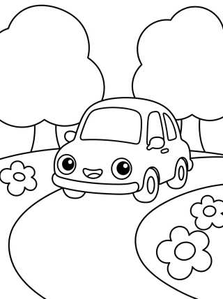 Desenho de Cochecito Amigo en la Carretera para colorir e imprimir grátis