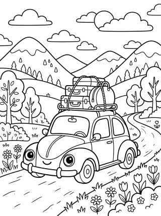 Desenho de Cochecito Lindo en Viaje de Vacaciones para colorir e imprimir grátis